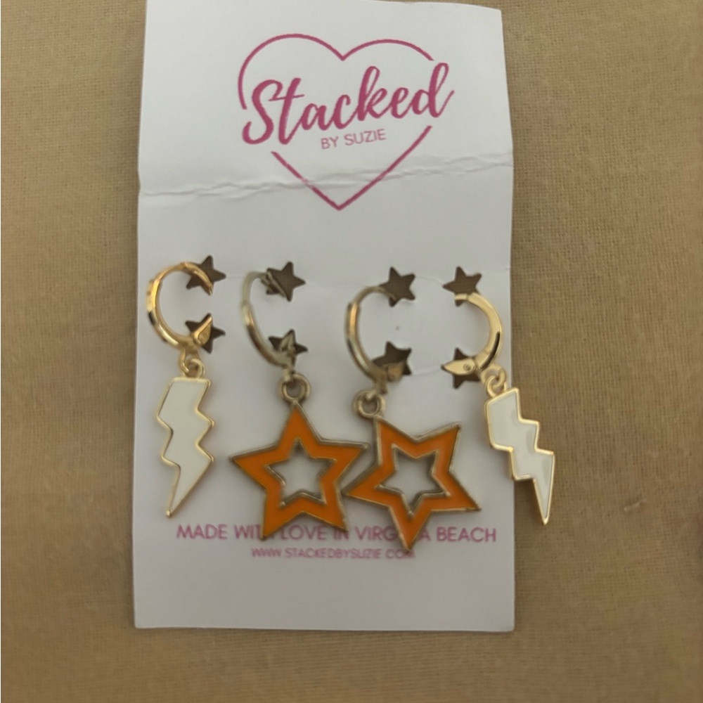 Orange and White earrings